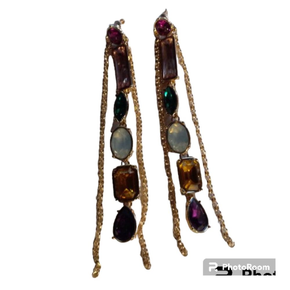 g by Gennaro pierced dangly stones earrings NWT